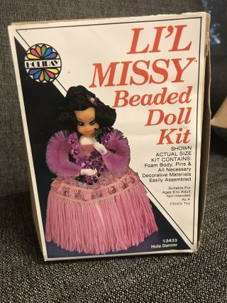 Vtg Li’l Lil Missy Beaded Doll Kit Hula Dancer Hawaiian Pink Toy 1978