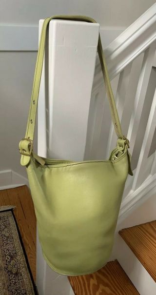 Vintage Coach Large Duffle Bucket Feed Sac Style 9085 Rare Chartreuse Made Usa