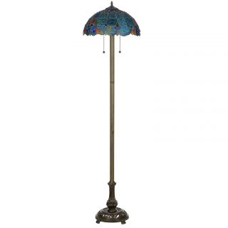 Tiffany Style Handcrafted Blue Vintage Floor Lamp 18 " Shade