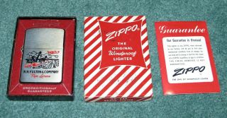 Vintage 1959 Zippo Advertising Lighter R.  H Fulton & Company Pipe Liners
