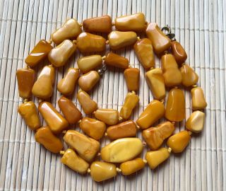 Vintage Natural Baltic Amber Honey Rare Old Antique Beads Necklace Jewelry Gem