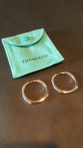 Tiffany & Co.  Sterling Vintage Cushion Hoop Stirling Silver Earrings - Authentic