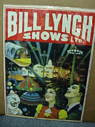 Bill Lynch Shows,  Ltd.  Vintage (1946) Colorful Vintage Circus/carnival Poster