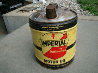 Vintage Imperial Motor Oil 5 Gallon Can Gas Station Advertising