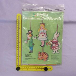 Alice In Wonderland Needlecraft Vtg Jeweled Ornaments,  Embroidery,  Bucilla Kit