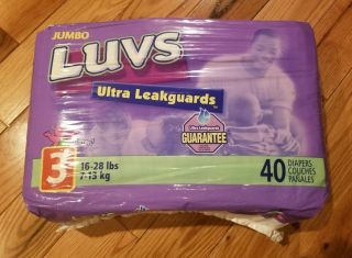 Vintage Luvs Ultra Leakguards Barney Themed Diapers Size 3 - 40 Count
