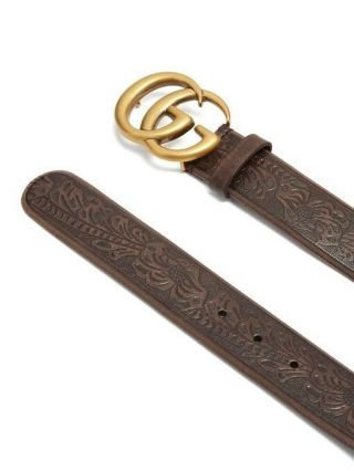 Gucci Woman Gg Vintage 4cm Leather Belt With Double G Logo Sz 75cm/30in Nwt/new