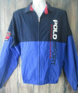 Ralph Lauren Polo Sport Vintage 1990s Red White Blue Windbreaker Jacket Mens Xl