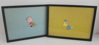 Peanuts Charlie Brown Linus & Sally Pair Vintage C.  1960s Animation Cel Sericels