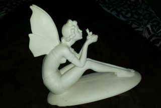 12 " X11 " Signed A.  Santini Fairy Italian Art Sculpture Alabaster Rare Ec