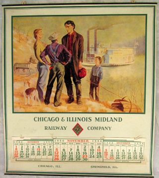 Vintage Chicago & Illinois Midland Railway Calendar 1950 Lincoln The Pilot