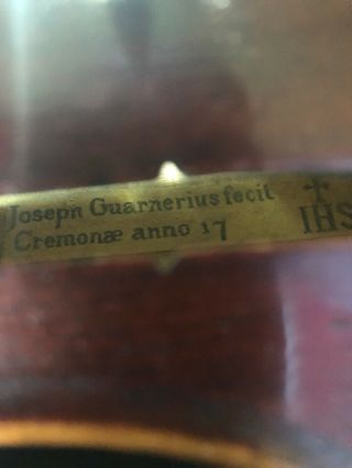 Vintage Joseph Guarnerius Fecit Cremonae Anno 17 IHS Violin,  Bow And Case 6