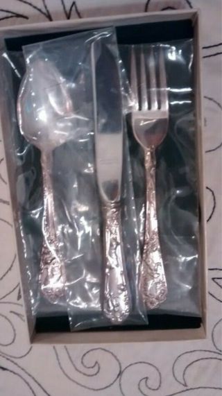 Rare Vintage Reed & Barton Pet Silverplate Child/Youth Fork Spoon Knife 3 Pc Set 6