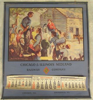 Vintage Chicago & Illinois Midland Railway Calendar 1949 Lincoln The Campaigner