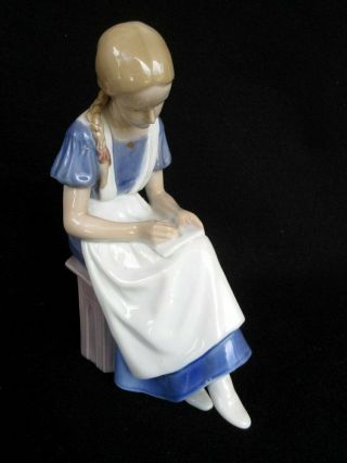 Rare Bing & Grondahl Girl Writing 1687 Porcelain Figurine Denmark