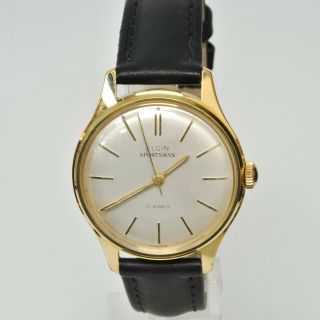 Vintage Mens Elgin Sportsman17 Jewel Watch Made In France With Band