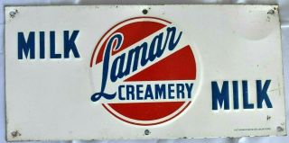 Vintage Lamar Creamery Milk Dairy Paris Texas Advertising Tin Store Sign Parker