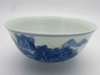 Fine Chinese Vintage Blue & White Bowl With Kangxi Mark