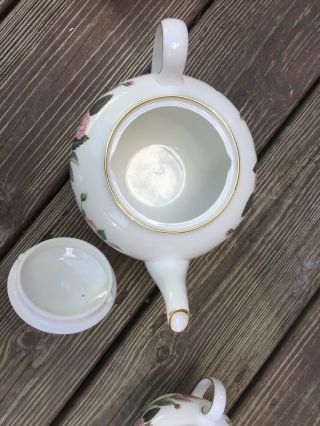 VINTAGE WEDGWOOD HATHAWAY ROSE BONE CHINA TEA SET - TEAPOT CREAMER SUGAR 14 5