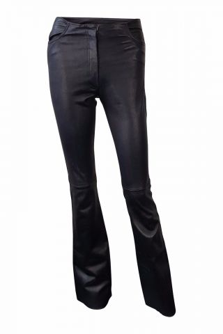 Jean - Claude Jitrois Vintage Black Leather Flared Trousers (xs)