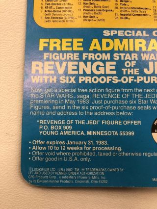 VINTAGE RARE ERROR CARD STAR WARS 48 BACK R2 - D2 ESB REVENGE OF THE JEDI 1980 MOC 7