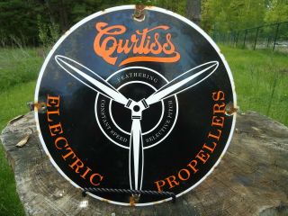 Old Vintage Curtiss Propellers Aero Airplane Porcelain Airport Airlines Sign