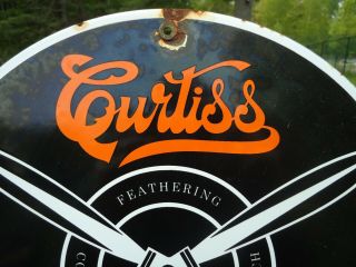 OLD VINTAGE CURTISS PROPELLERS AERO AIRPLANE PORCELAIN AIRPORT AIRLINES SIGN 2