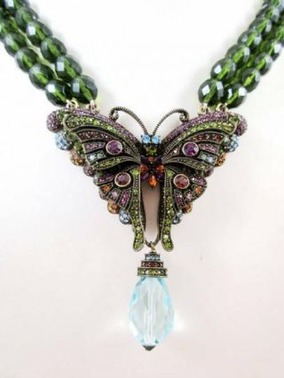 Heidi Daus Breathtaking " Madame Butterfly " Multi - Jewel Deco Necklace - - Rare