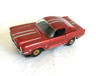 Rare 1960 ' s Aurora T - Jet Custom Mustang Fastback Candy Red Slot Car 7