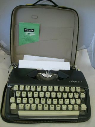 Vintage Olympia Sf Portable Typewriter W/soft Case & Insturtions West Germany