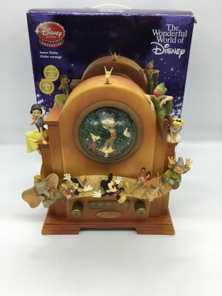 Disney Store Vintage Radio Snow Globe W/ Box Mickey Dumbo & More Lights Up Rare