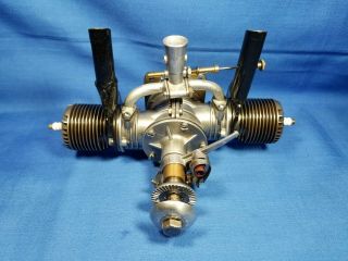 Vintage 1946 OK Twin 120 Model Spark Ignition CL/UC Engine w/ Tank & Ign Accs 2