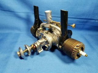 Vintage 1946 OK Twin 120 Model Spark Ignition CL/UC Engine w/ Tank & Ign Accs 3