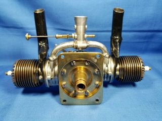 Vintage 1946 OK Twin 120 Model Spark Ignition CL/UC Engine w/ Tank & Ign Accs 5