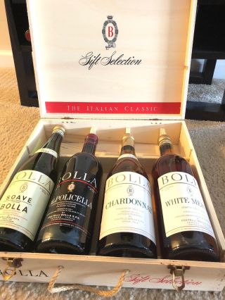 Vintage Bolla Wood Wine Gift Selection Case Of Wine From 1989 - Aged