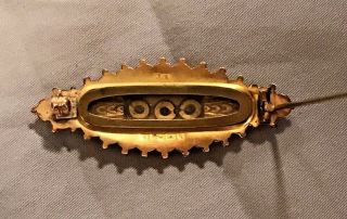Antique 9K Gold Victorian Mourning Pin Brooch English Pearls Garnet Locket Back 5