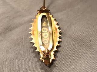 Antique 9K Gold Victorian Mourning Pin Brooch English Pearls Garnet Locket Back 8