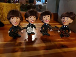 Rare 1964 Set Of 4 Vintage Remco Soft Bodied Beatle Dolls With Instruments Look