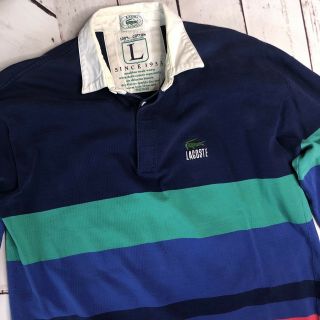 Izod Lacoste Men ' s Size Large Vintage Striped Long Sleeve Polo Shirt 7