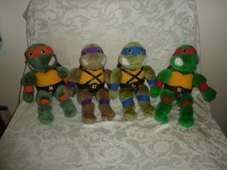 Vintage Tmnt Ninja Turtles Set Of 4 Plush Stuffed Toys Leo/mike/raph/don 1980s