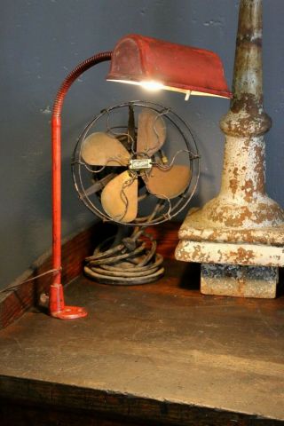 Vintage Faries Industrial Light Red Adjustable Desk Lamp Drafting Table 1930s