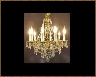 Vintage Antique Ornate Brass & Crystals Chandelier 10 lights Gorgeous FIxture 12