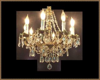 Vintage Antique Ornate Brass & Crystals Chandelier 10 lights Gorgeous FIxture 7