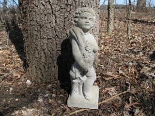 Vintage 18 " Tall Cement Seasons Child Fall Garden Concrete Statue Statuary