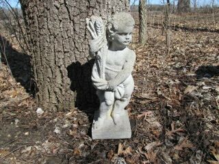 Vintage 18 " Tall Cement Seasons Child Summer Garden Concrete Statue Statuary