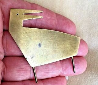 Vintage Sgnd Betty Cooke Modernist Moderne Animal Bird Figural Brass Pin Brooch