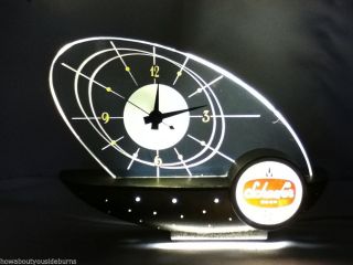 Schaefer Beer Sign Vintage Lighted Atomic Sailboat Clock Bar Light Topper 1 Gw6