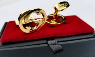Gold Gucci Interlocked Gg Mens Cufflinks Vintage Style Double G
