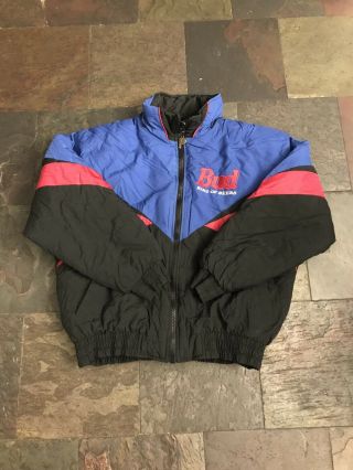 Rare Vintage Pro Player Bud King Of Beers Budweiser Puffer Coat Size Large