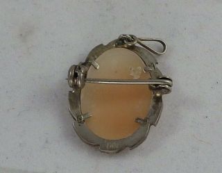 Antique 800 Sterling Silver Shell Cameo Set Ring Brooch Earrings Madonna Mary 4